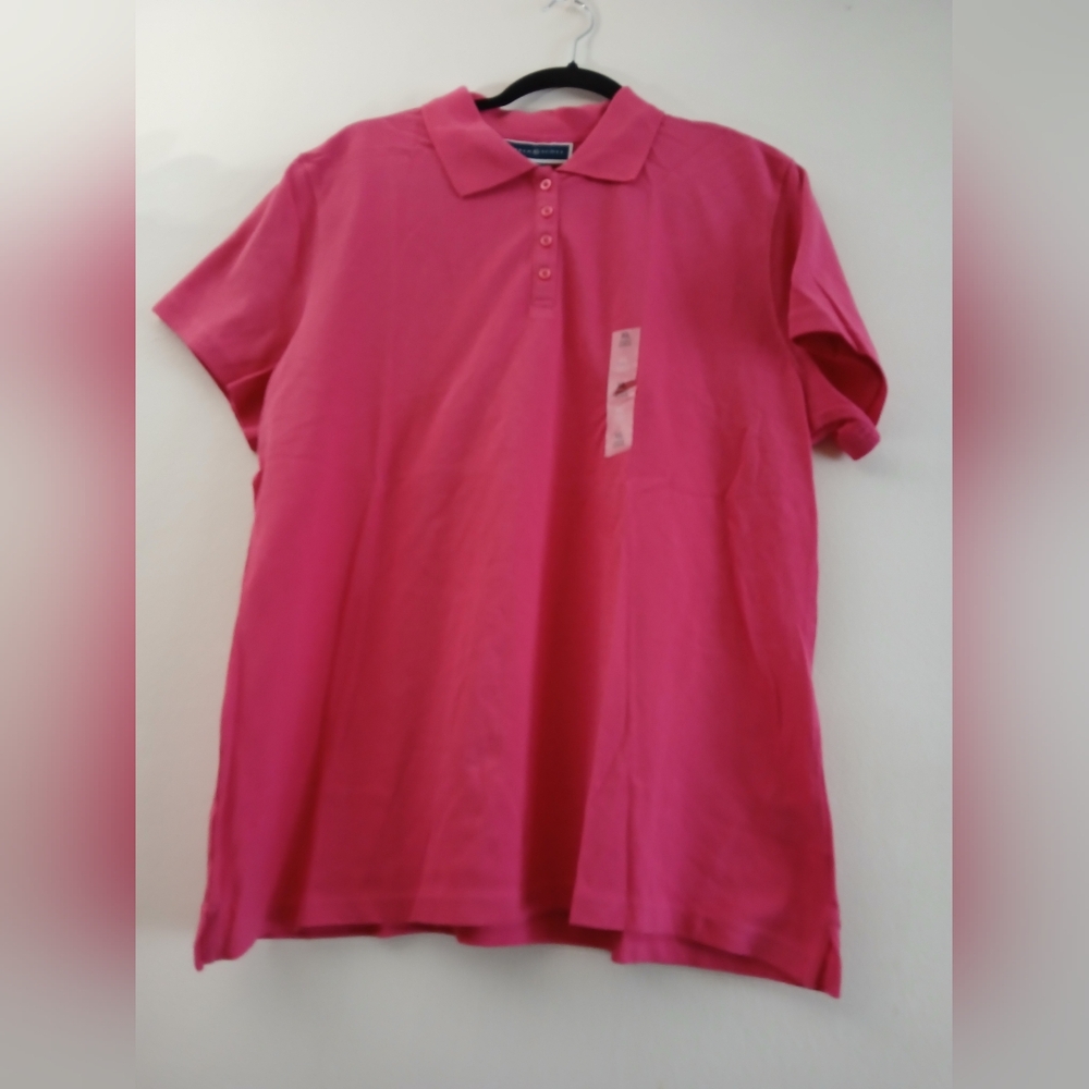 Karen Scott Cotton Short Sleeve Polo Shirt Size XL Pink Color $5